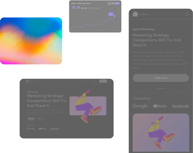 Collage of website and marketing screens