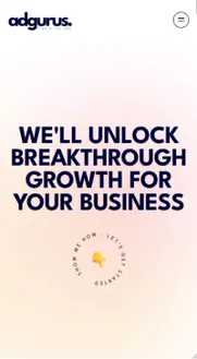 Adgurus mobile homepage: We'll unlock breakthrough growth for your business