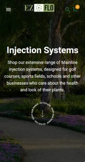 EZ-FLO Injection Systems website designed by CJ&CO for its fertigation and irrigation products