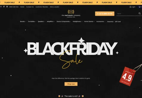 The Real Music Company website with the words black friday sale.