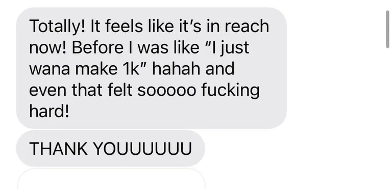 Screenshot of Client Text Message Saying They're Blown Away with the Marketing Results