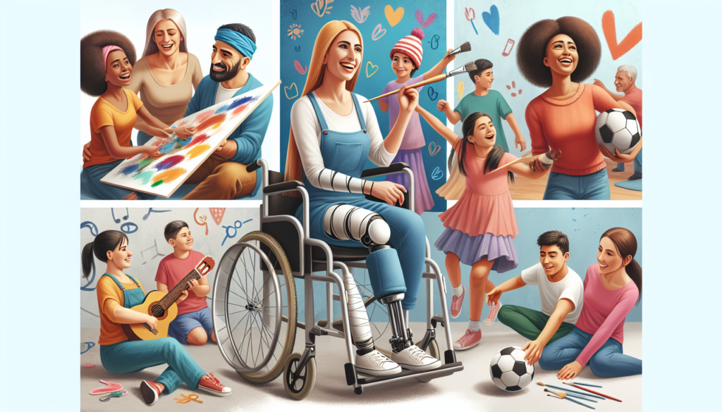 Illustration of diverse group of people with disabilities receiving support