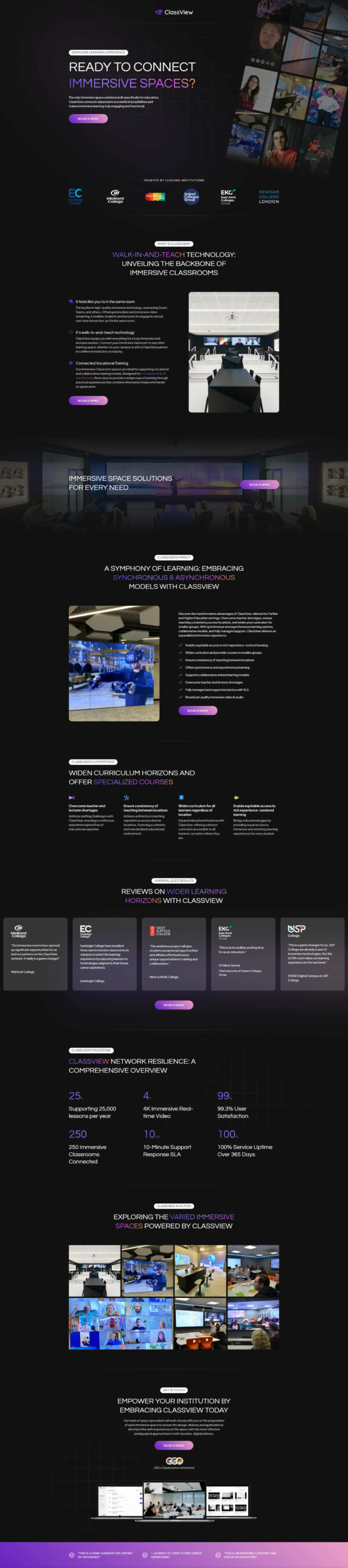 A website screenshot showcasing AVD ClassView product