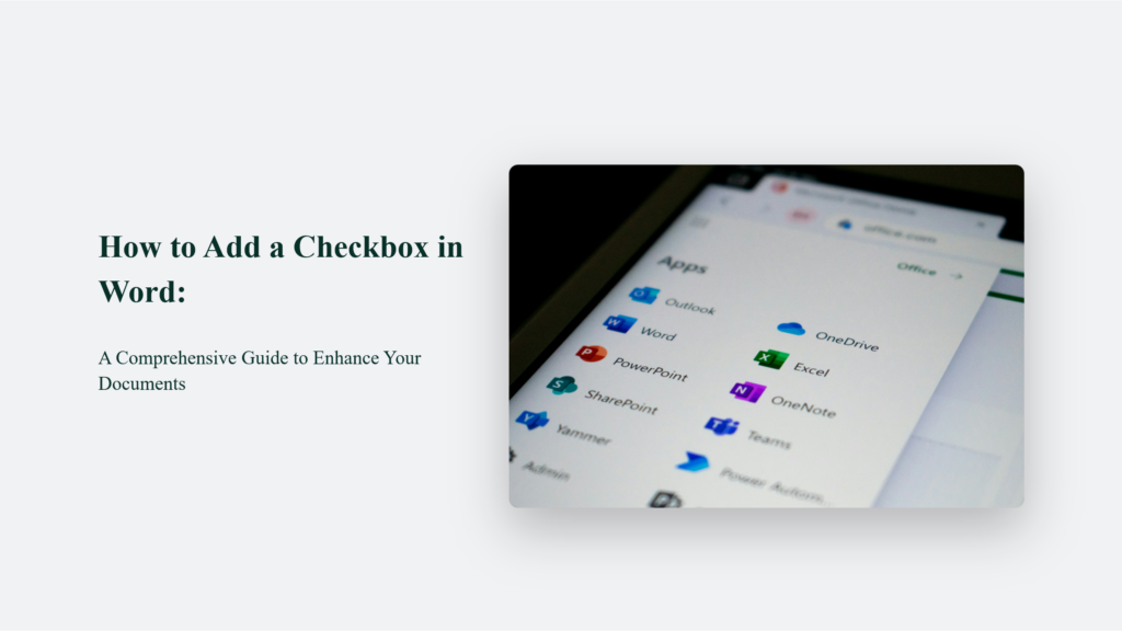 How To Add A Checkbox In Word: A Comprehensive Guide To Enhance Your Documents How To Add A Checkbox In Word
