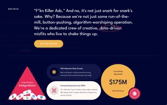 A screenshot of a Adgurus website