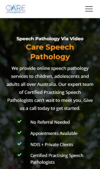 A screenshot of Care Speech Pathology