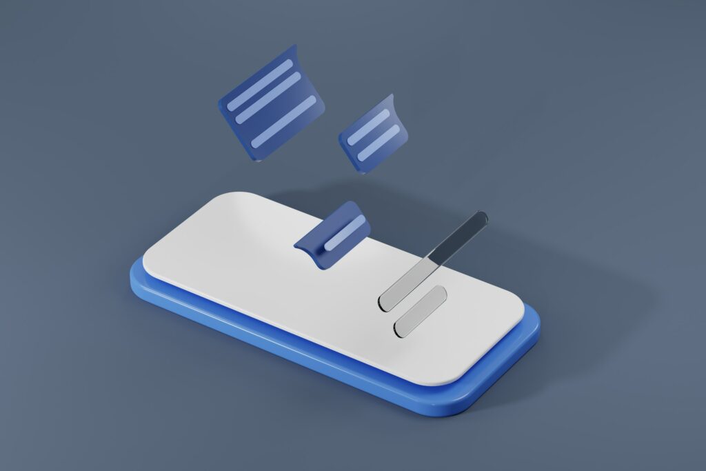 An isometric view of a mobile phone with a guide file on Facebook.