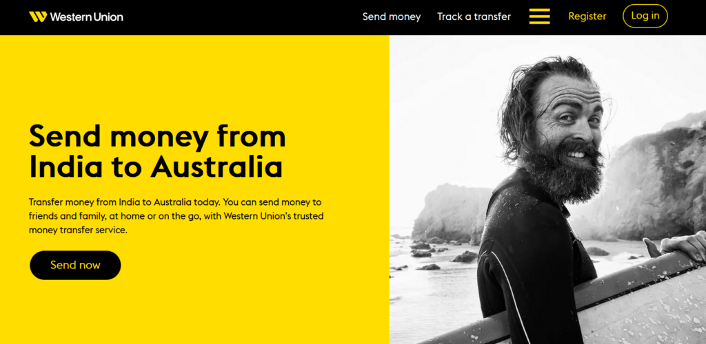 A Website Showcasing A Man Riding On A Surfboard In Australia.