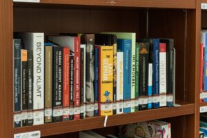 A book shelf displaying books and revolutionizing AI techniques.