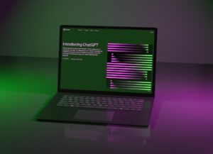 A laptop with vibrant LED lights on it.