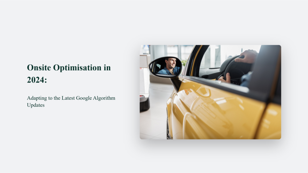 An Image Of A Yellow Car With The Words Optimist Optimization In 2018, Showcasing Onsite Optimisation.