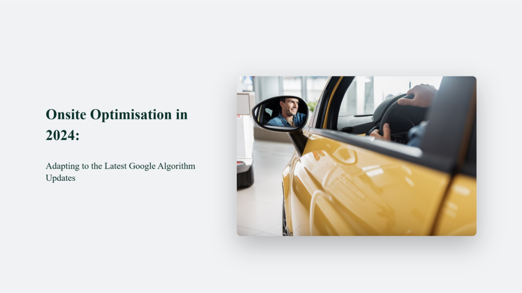 An image of a yellow car with the words optimist optimization in 2018, showcasing onsite optimisation.