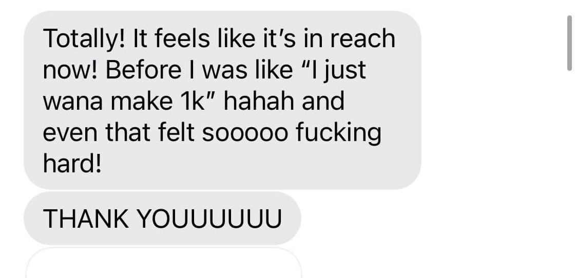 Screenshot of Client Text Message Saying They're Blown Away with the Marketing Results